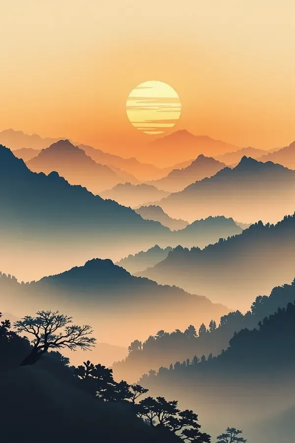 黄昏的诗与远山